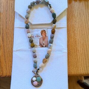 Carolyn Pollack Pastel Beaded Necklace with Silver Pendant